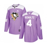 Youth Adidas Pittsburgh Penguins #4 Justin Schultz Authentic Purple Fights Cancer Practice NHL Jersey