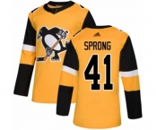 Youth Adidas Pittsburgh Penguins #41 Daniel Sprong Authentic Gold Alternate NHL Jersey