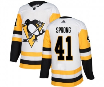 Youth Adidas Pittsburgh Penguins #41 Daniel Sprong Authentic White Away NHL Jersey