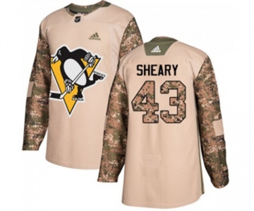 Youth Adidas Pittsburgh Penguins #43 Conor Sheary Authentic Camo Veterans Day Practice NHL Jersey