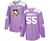 Youth Adidas Pittsburgh Penguins #55 Larry Murphy Authentic Purple Fights Cancer Practice NHL Jersey