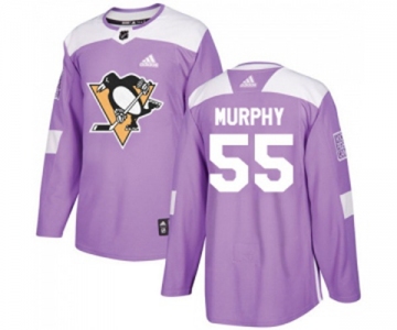 Youth Adidas Pittsburgh Penguins #55 Larry Murphy Authentic Purple Fights Cancer Practice NHL Jersey