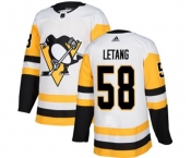 Youth Adidas Pittsburgh Penguins #58 Kris Letang Authentic White Away NHL Jersey