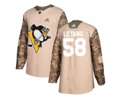 Youth Adidas Pittsburgh Penguins #58 Kris Letang Camo Authentic 2017 Veterans Day Stitched NHL Jersey