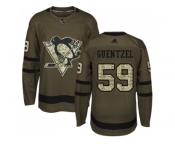 Youth Adidas Pittsburgh Penguins #59 Jake Guentzel Green Salute to Service Stitched NHL Jersey