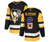 Youth Adidas Pittsburgh Penguins #6 Jamie Oleksiak Authentic Black USA Flag Fashion NHL Jersey