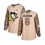 Youth Adidas Pittsburgh Penguins #6 Jamie Oleksiak Authentic Camo Veterans Day Practice NHL Jersey