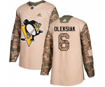 Youth Adidas Pittsburgh Penguins #6 Jamie Oleksiak Authentic Camo Veterans Day Practice NHL Jersey