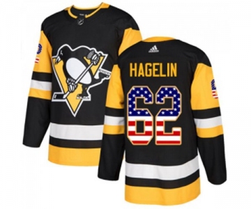 Youth Adidas Pittsburgh Penguins #62 Carl Hagelin Authentic Black USA Flag Fashion NHL Jersey