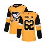 Youth Adidas Pittsburgh Penguins #62 Carl Hagelin Authentic Gold Alternate NHL Jersey