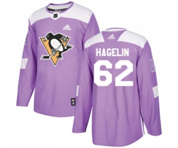 Youth Adidas Pittsburgh Penguins #62 Carl Hagelin Authentic Purple Fights Cancer Practice NHL Jersey