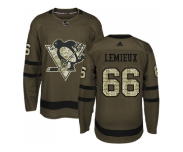 Youth Adidas Pittsburgh Penguins #66 Mario Lemieux Green Salute to Service Stitched NHL Jersey