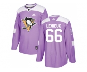 Youth Adidas Pittsburgh Penguins #66 Mario Lemieux Purple Authentic Fights Cancer Stitched NHL Jersey