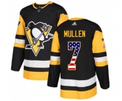 Youth Adidas Pittsburgh Penguins #7 Joe Mullen Authentic Black USA Flag Fashion NHL Jersey