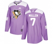 Youth Adidas Pittsburgh Penguins #7 Joe Mullen Authentic Purple Fights Cancer Practice NHL Jersey