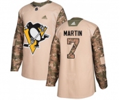 Youth Adidas Pittsburgh Penguins #7 Paul Martin Authentic Camo Veterans Day Practice NHL Jersey