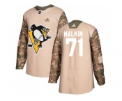 Youth Adidas Pittsburgh Penguins #71 Evgeni Malkin Camo Authentic 2017 Veterans Day Stitched NHL Jersey