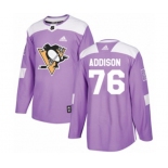 Youth Adidas Pittsburgh Penguins #76 Calen Addison Authentic Purple Fights Cancer Practice NHL Jersey