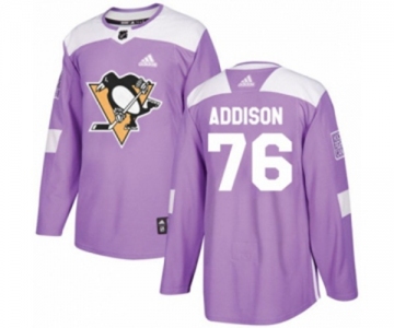 Youth Adidas Pittsburgh Penguins #76 Calen Addison Authentic Purple Fights Cancer Practice NHL Jersey