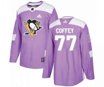 Youth Adidas Pittsburgh Penguins #77 Paul Coffey Authentic Purple Fights Cancer Practice NHL Jersey