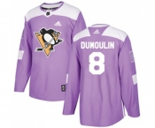 Youth Adidas Pittsburgh Penguins #8 Brian Dumoulin Authentic Purple Fights Cancer Practice NHL Jersey