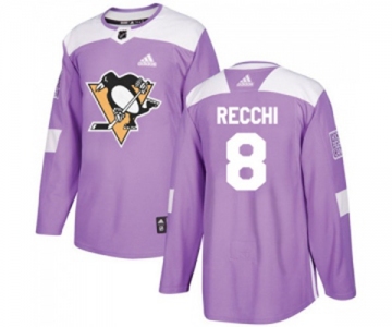 Youth Adidas Pittsburgh Penguins #8 Mark Recchi Authentic Purple Fights Cancer Practice NHL Jersey