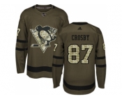 Youth Adidas Pittsburgh Penguins #87 Sidney Crosby Green Salute to Service Stitched NHL Jersey