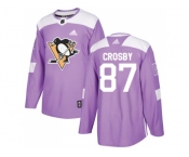 Youth Adidas Pittsburgh Penguins #87 Sidney Crosby Purple Authentic Fights Cancer Stitched NHL Jersey