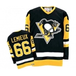 Youth CCM Pittsburgh Penguins #66 Mario Lemieux Authentic Black Throwback NHL Jersey