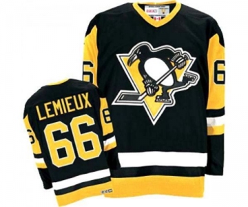 Youth CCM Pittsburgh Penguins #66 Mario Lemieux Authentic Black Throwback NHL Jersey