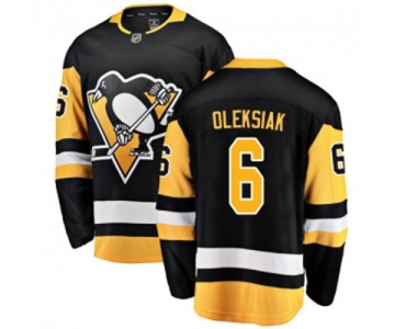 Youth Pittsburgh Penguins #6 Jamie Oleksiak Authentic Black Home Fanatics Branded Breakaway NHL Jersey