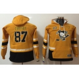 Youth Pittsburgh Penguins #87 Sidney Crosby Yellow Name & Number Pullover NHL Hoodie