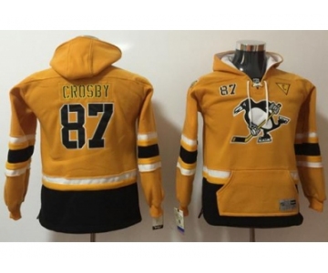 Youth Pittsburgh Penguins #87 Sidney Crosby Yellow Name & Number Pullover NHL Hoodie