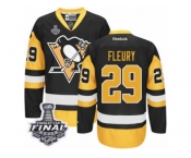 Youth Reebok Pittsburgh Penguins #29 Marc-Andre Fleury Authentic Black Gold Third 2017 Stanley Cup Final NHL Jersey