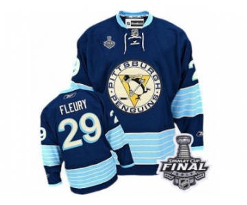 Youth Reebok Pittsburgh Penguins #29 Marc-Andre Fleury Authentic Navy Blue Third Vintage 2017 Stanley Cup Final NHL Jersey