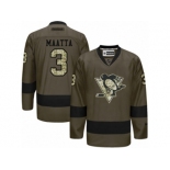 Youth Reebok Pittsburgh Penguins #3 Olli Maatta Authentic Green Salute to Service NHL Jersey