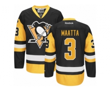 Youth Reebok Pittsburgh Penguins #3 Olli Maatta Premier Black Gold Third NHL Jersey