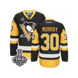 Youth Reebok Pittsburgh Penguins #30 Matt Murray Authentic Black Gold Third 2017 Stanley Cup Final NHL Jersey