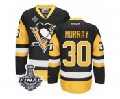 Youth Reebok Pittsburgh Penguins #30 Matt Murray Authentic Black Gold Third 2017 Stanley Cup Final NHL Jersey