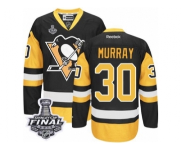 Youth Reebok Pittsburgh Penguins #30 Matt Murray Authentic Black Gold Third 2017 Stanley Cup Final NHL Jersey