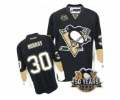 Youth Reebok Pittsburgh Penguins #30 Matt Murray Authentic Black Home 50th Anniversary Patch NHL Jersey