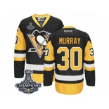 Youth Reebok Pittsburgh Penguins #30 Matt Murray Premier Black Gold Third 2017 Stanley Cup Champions NHL Jersey