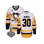 Youth Reebok Pittsburgh Penguins #30 Matt Murray Premier White Away 2017 Stanley Cup Final NHL Jersey