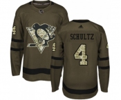 Youth Reebok Pittsburgh Penguins #4 Justin Schultz Authentic Green Salute to Service NHL Jersey