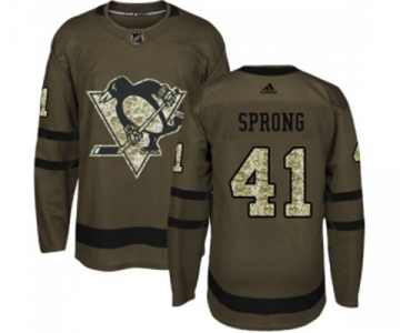 Youth Reebok Pittsburgh Penguins #41 Daniel Sprong Authentic Green Salute to Service NHL Jersey