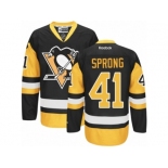 Youth Reebok Pittsburgh Penguins #41 Daniel Sprong Premier Black Gold Third NHL Jersey