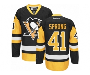 Youth Reebok Pittsburgh Penguins #41 Daniel Sprong Premier Black Gold Third NHL Jersey