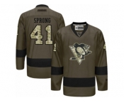 Youth Reebok Pittsburgh Penguins #41 Daniel Sprong Premier Green Salute to Service NHL Jersey