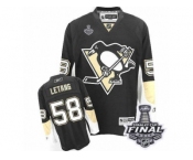 Youth Reebok Pittsburgh Penguins #58 Kris Letang Authentic Black Home 2017 Stanley Cup Final NHL Jersey