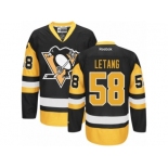 Youth Reebok Pittsburgh Penguins #58 Kris Letang Premier Black Gold Third NHL Jersey